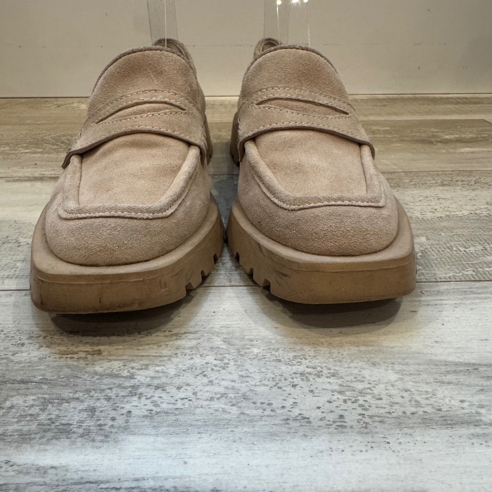 Dolce Vita Elias Flats Dunes Suede Loafers Old Money Women 8.5 Tan Penny Shoes - Picture 3 of 11